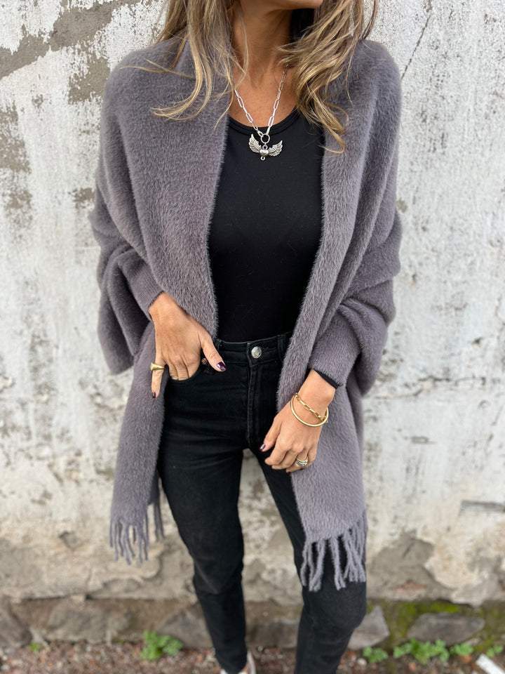 Drune | Weiche Poncho mit Fransen Acrylmischung Perfekt Für Herbst und Winter