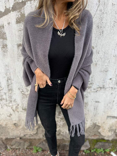 Drune | Weiche Poncho mit Fransen Acrylmischung Perfekt Für Herbst und Winter