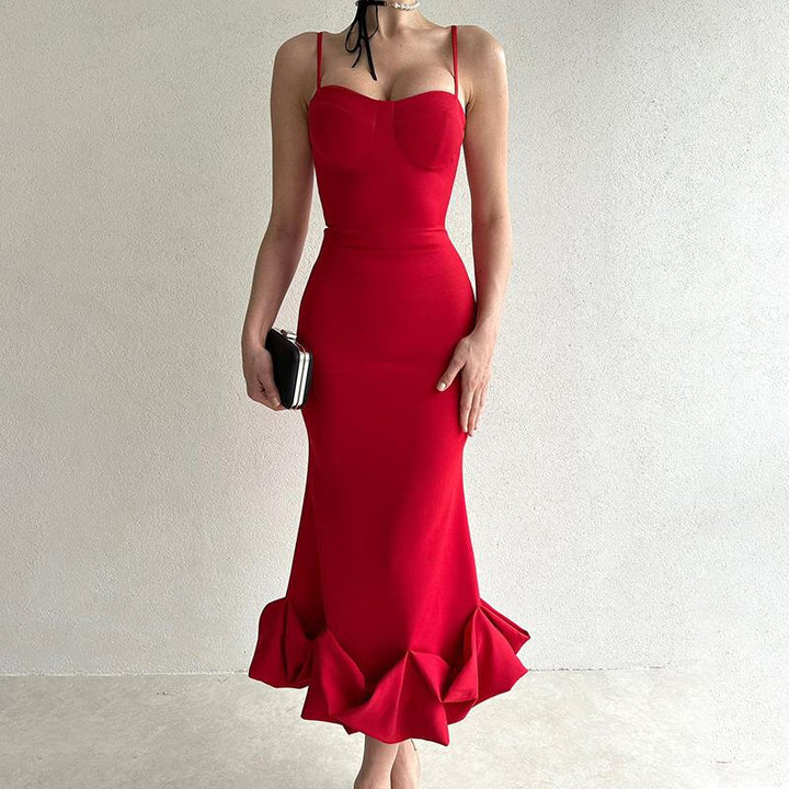 Drune - Elegantes einfarbiges Slipkleid