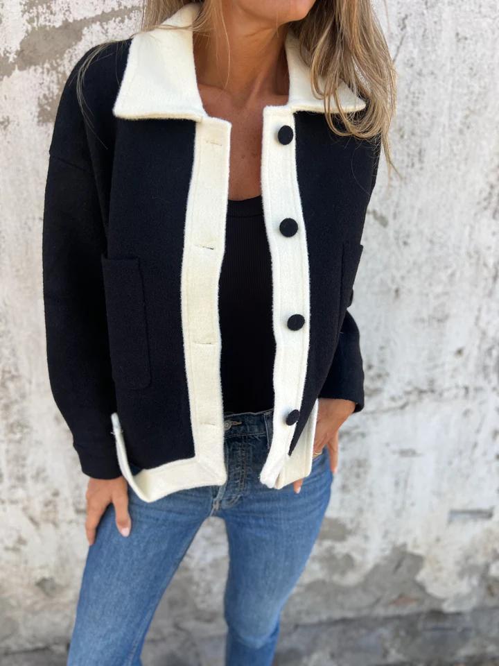 Drune | Kontrastjacke mit Knöpfen Weich und Modern Zeitloses Design