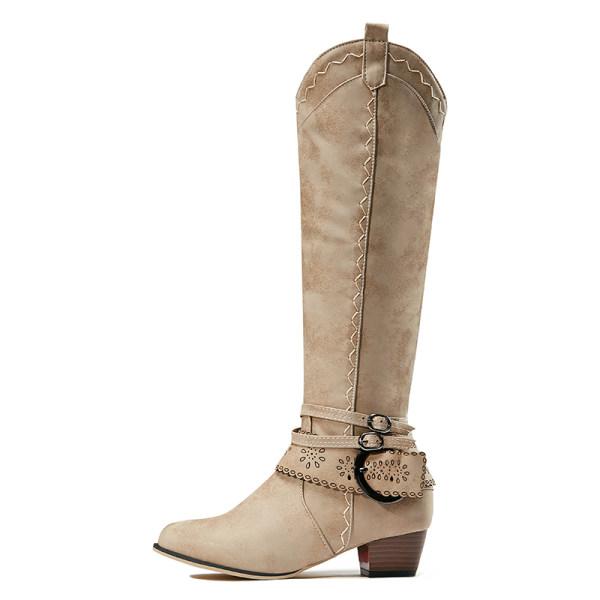 Drune | Cowboystiefel Mit Blockabsatz - Dekorative Schnalle