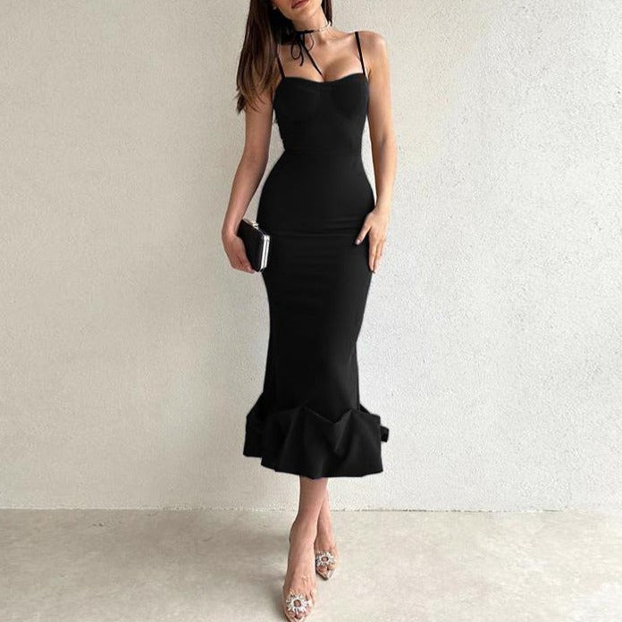 Drune - Elegantes einfarbiges Slipkleid