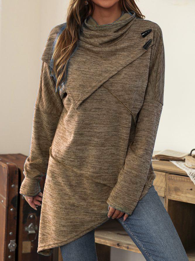 Drune | Asymmetrisches Langarmshirt mit Wasserfall-Ausschnitt für Damen