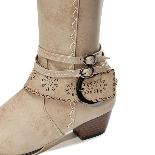Drune | Cowboystiefel Mit Blockabsatz - Dekorative Schnalle