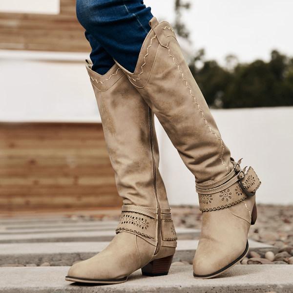 Drune | Cowboystiefel - Wildledertextur - Spitz zulaufend - Niedriger Absatz - Stickdetails