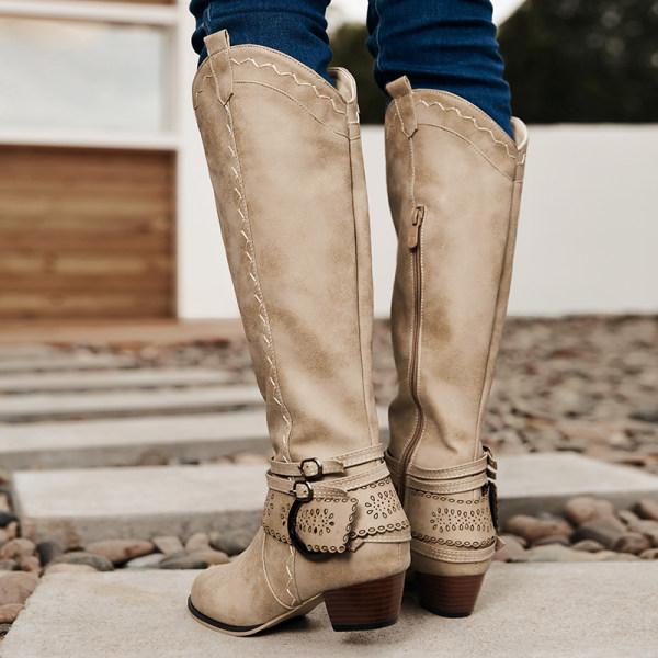 Drune | Cowboystiefel Mit Blockabsatz - Dekorative Schnalle