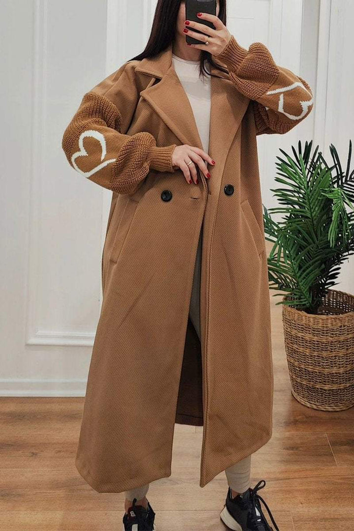Drune | Lange Jacke mit Strickärmel Elegant und Warm Einzigartiges Design