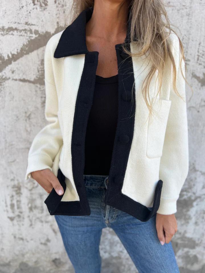 Drune | Kontrastjacke mit Knöpfen Weich und Modern Zeitloses Design