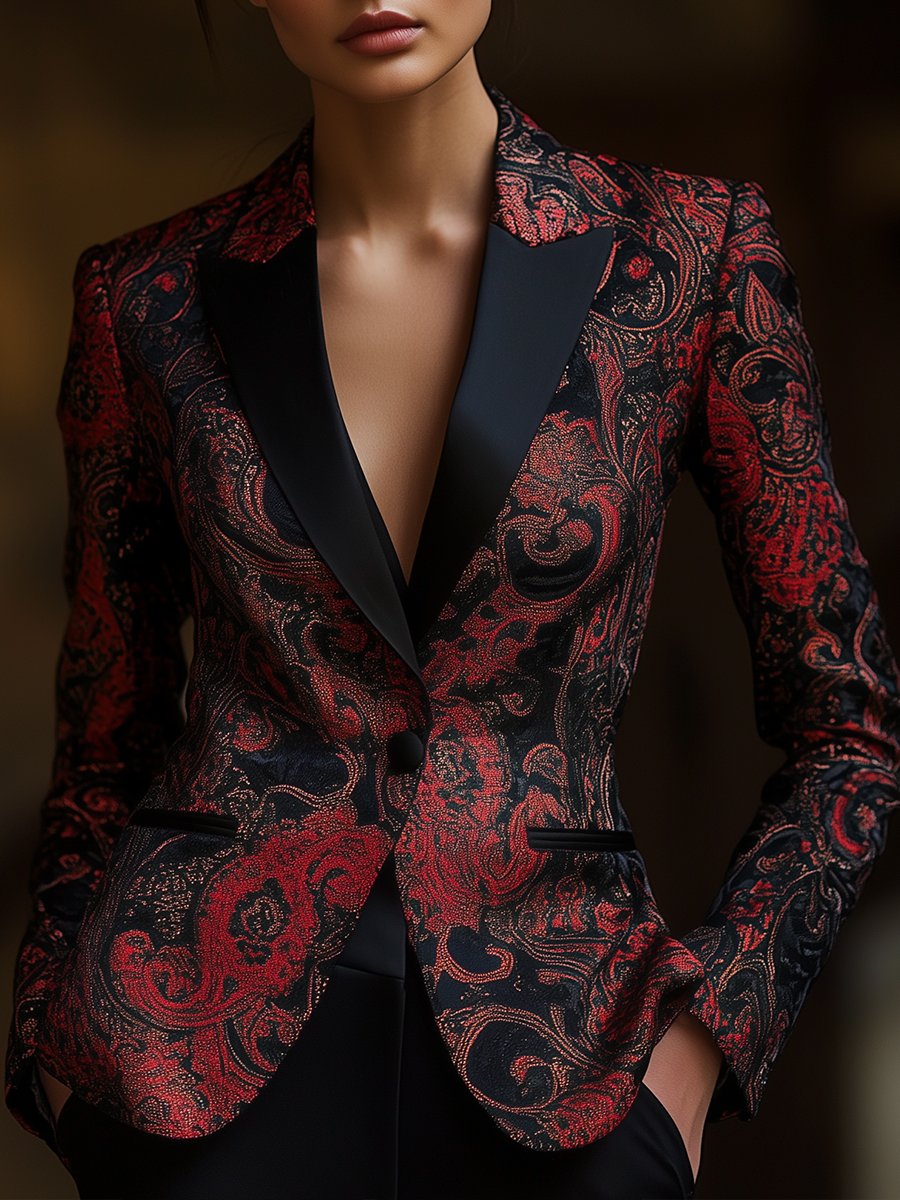 Drune | Satin Jacquard Blazer Mit Paisley Muster