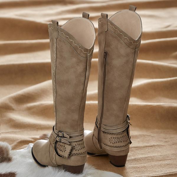 Drune | Cowboystiefel Mit Blockabsatz - Dekorative Schnalle