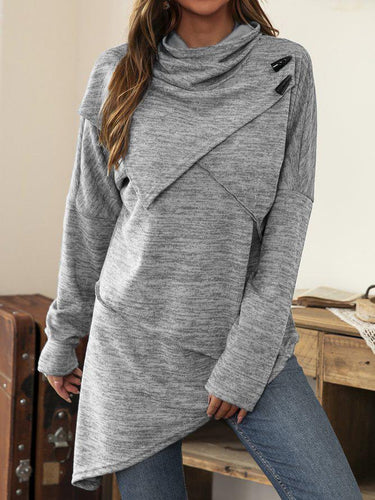 Drune | Asymmetrisches Langarmshirt mit Wasserfall-Ausschnitt für Damen