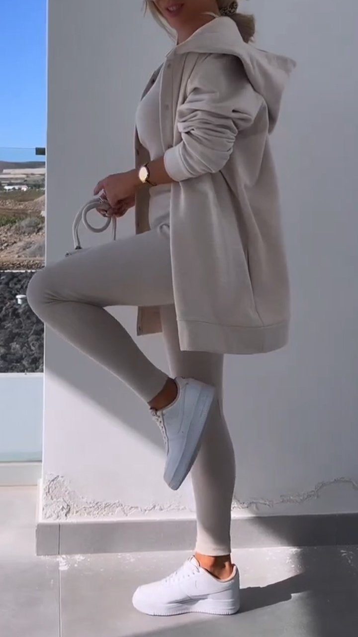 Drune | Elegante Weste mit Sweatshirt mit Kapuze Set