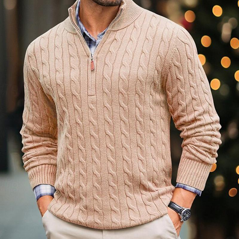 Drune | Kabelstrickpullover mit Reißverschluss Weich und Warm Klassischer Look