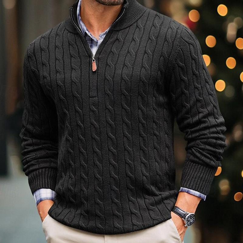 Drune | Kabelstrickpullover mit Reißverschluss Weich und Warm Klassischer Look