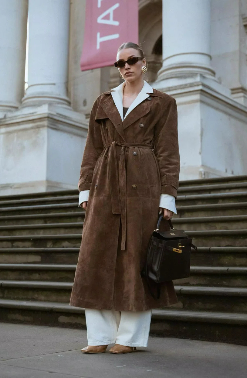 Drune | Eleganter Wildleder Trench Coat