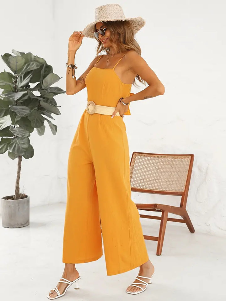 Drune | Eleganter Jumpsuit mit Spaghetti-Trägern und Gürtel
