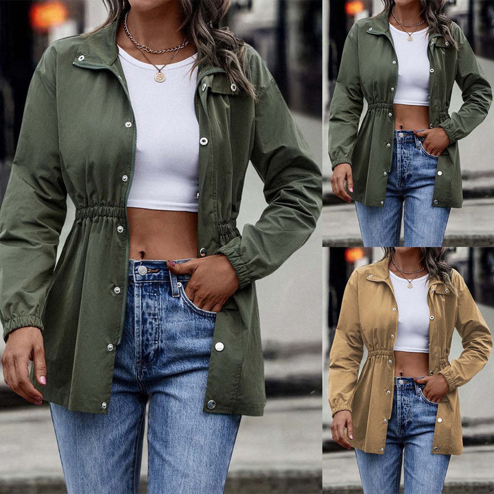 Drune - Damen khaki lässige Kordelzugjacke