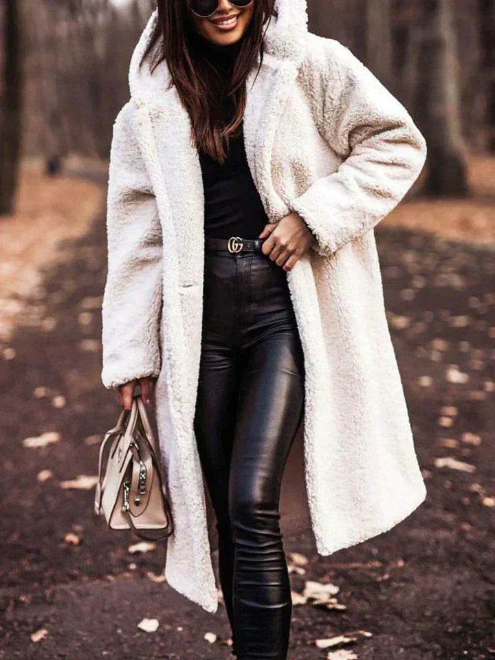 Drune | Lange Sherpa Damenjacke
