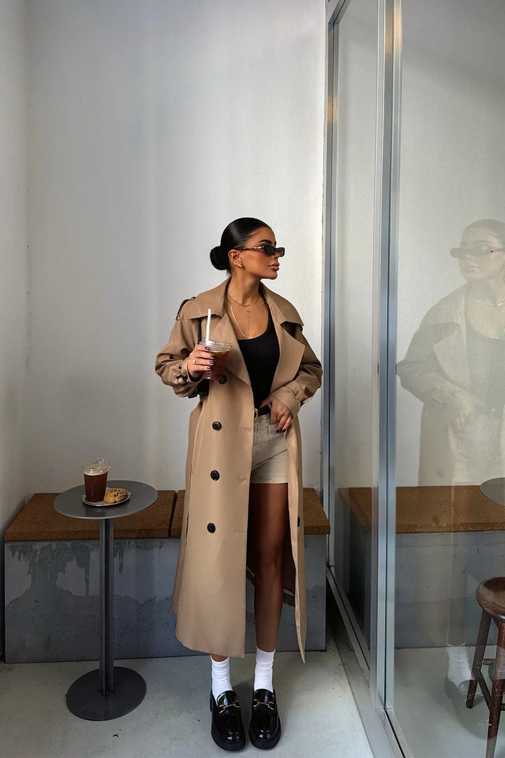 Drune | Brauner Trenchcoat in Elegantem Design für Damen