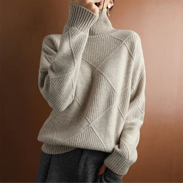 Drune | Europäischer Stil Hochkragen Diamant Pullover