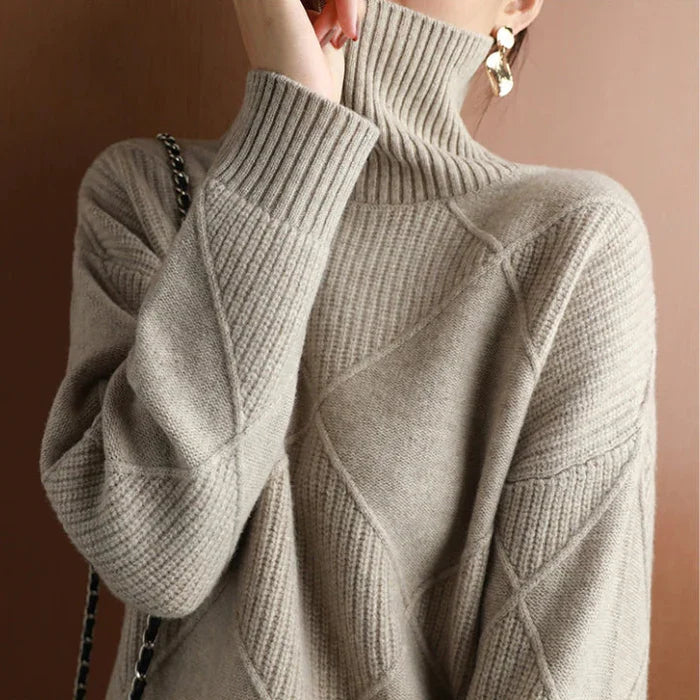 Drune | Europäischer Stil Hochkragen Diamant Pullover