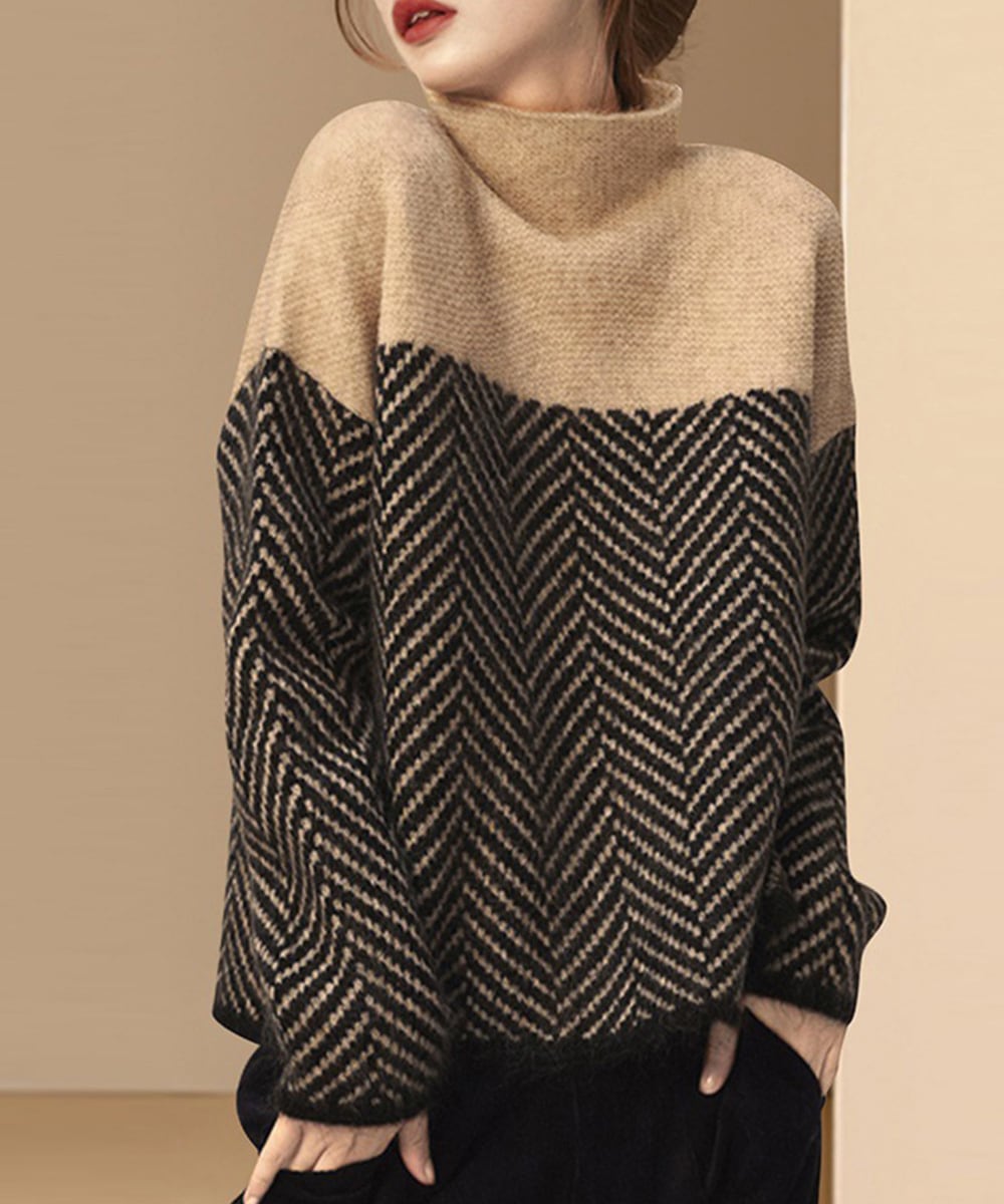 Drune | Retro Farbblock Halbturtleneck Pullover