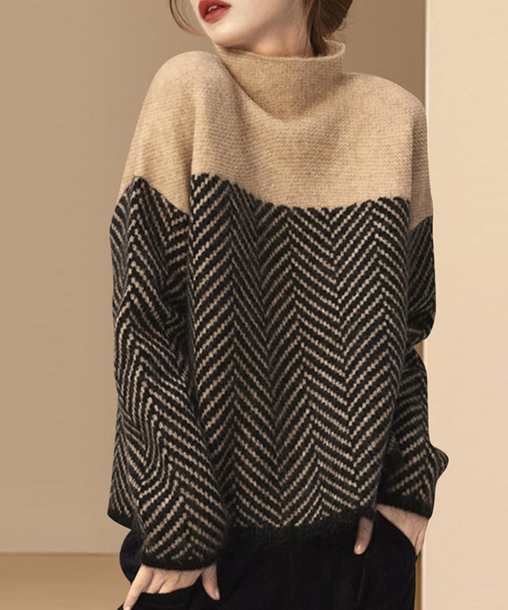 Drune | Retro Farbblock Halbturtleneck Pullover