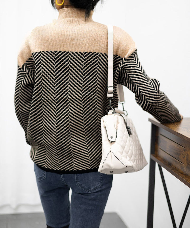 Drune | Retro Farbblock Halbturtleneck Pullover