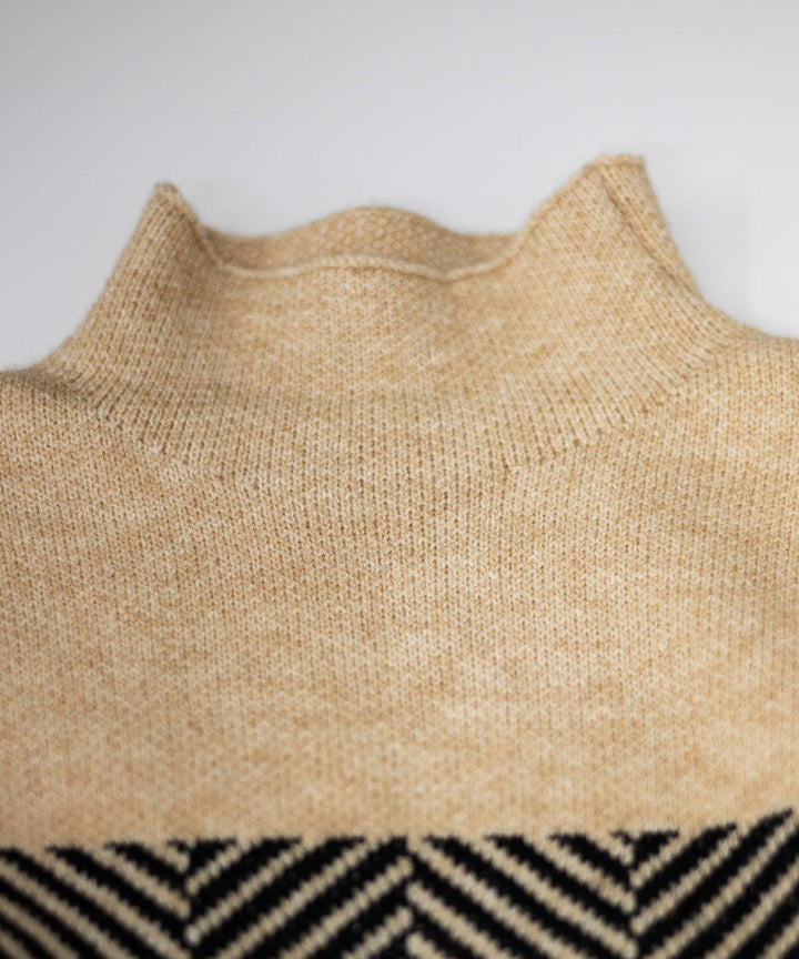 Drune | Retro Farbblock Halbturtleneck Pullover