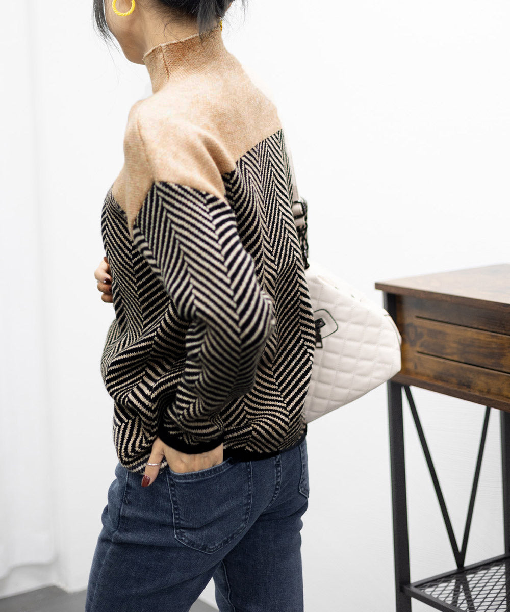 Drune | Retro Farbblock Halbturtleneck Pullover