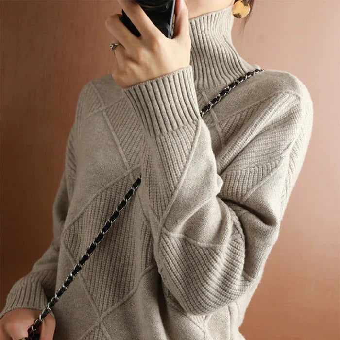Drune | Europäischer Stil Hochkragen Diamant Pullover