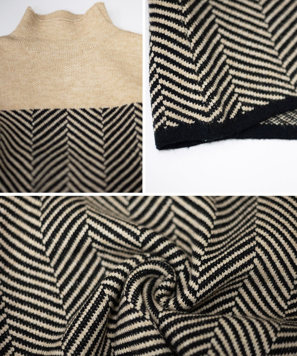 Drune | Retro Farbblock Halbturtleneck Pullover
