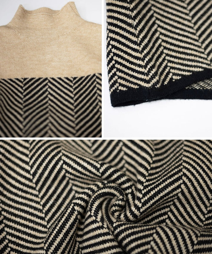 Drune | Retro Farbblock Halbturtleneck Pullover