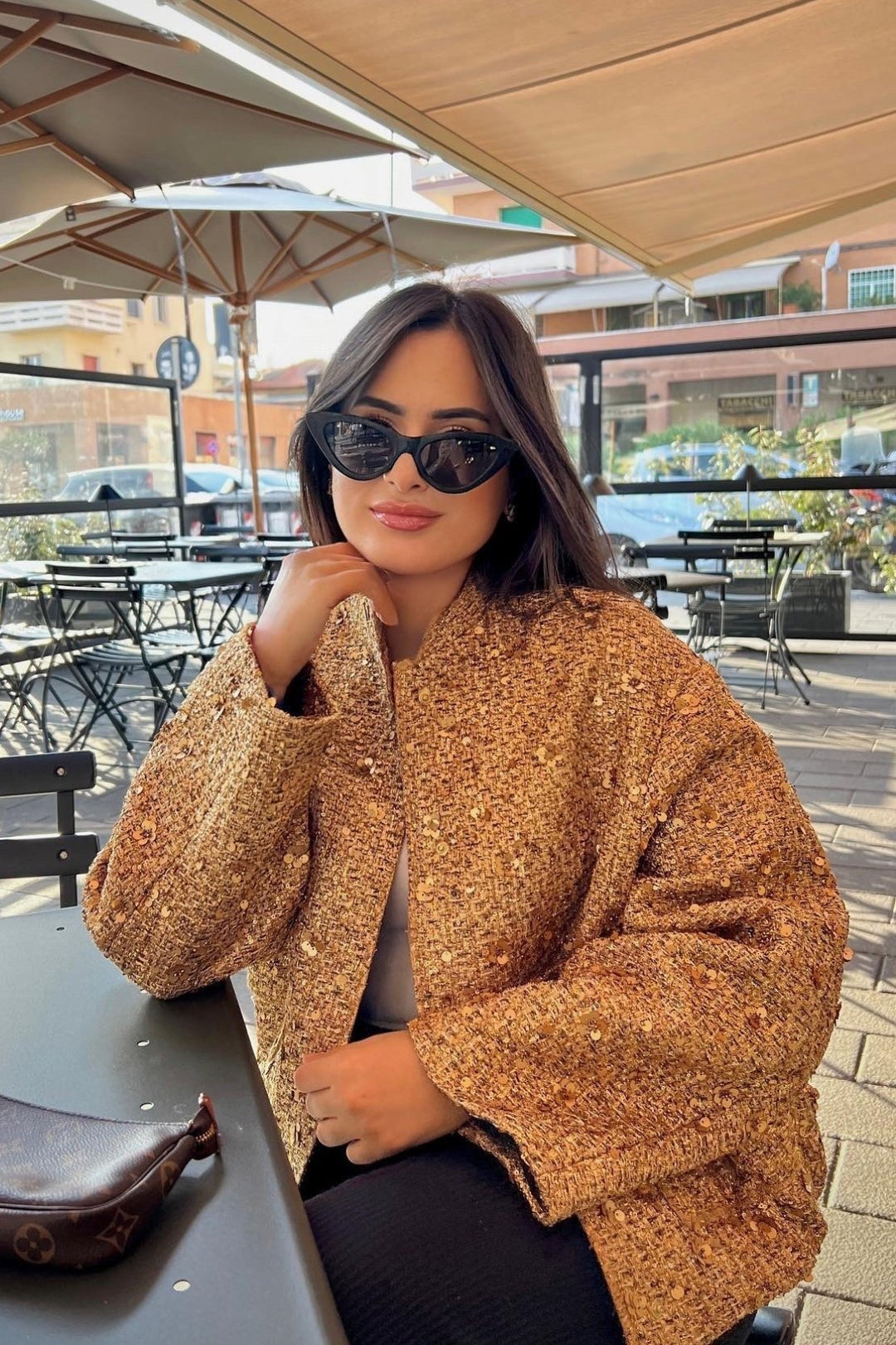 Drune | Kragen Metallic Pailletten Jacke