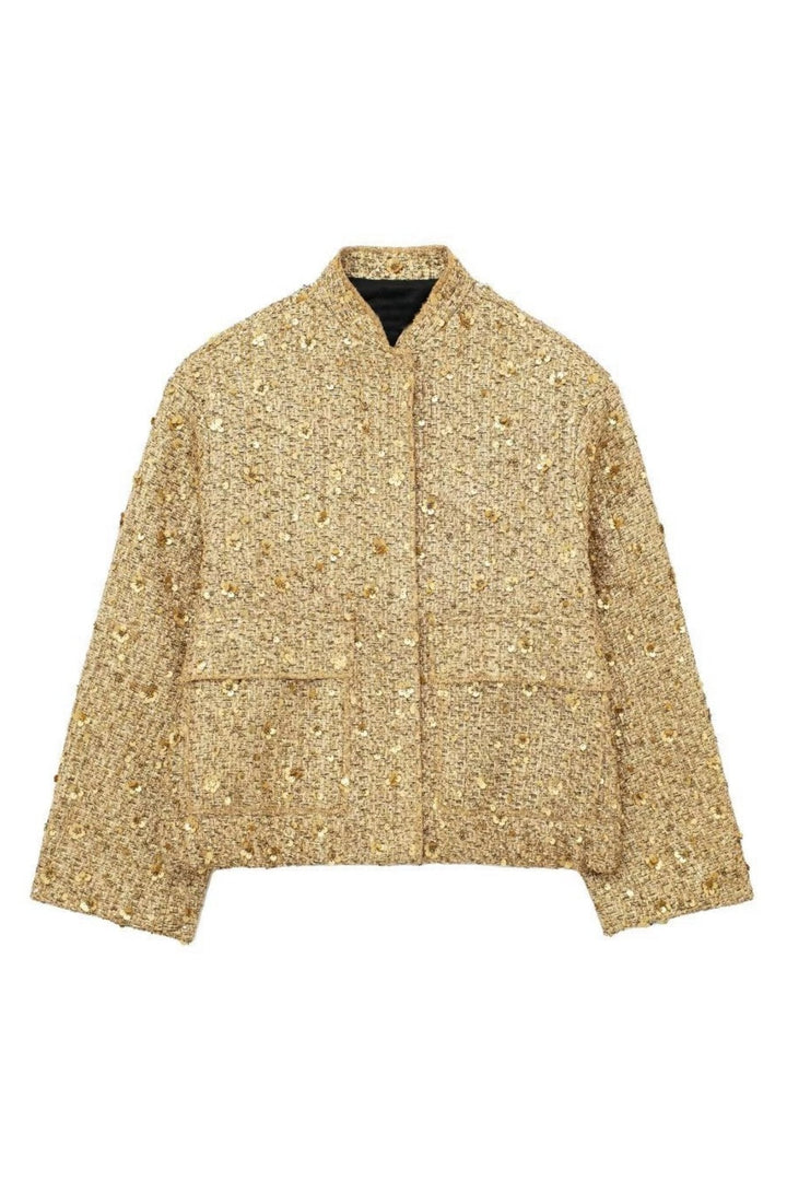 Drune | Kragen Metallic Pailletten Jacke