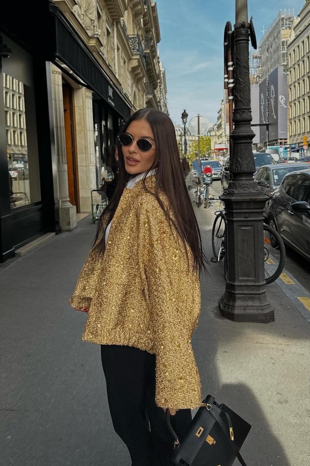 Drune | Kragen Metallic Pailletten Jacke