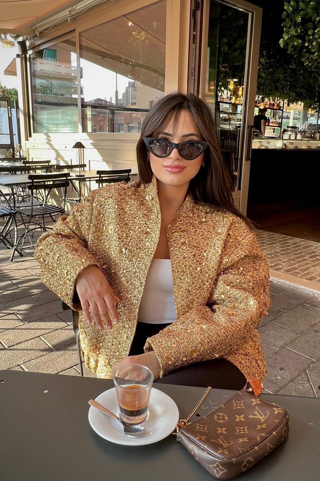 Drune | Kragen Metallic Pailletten Jacke