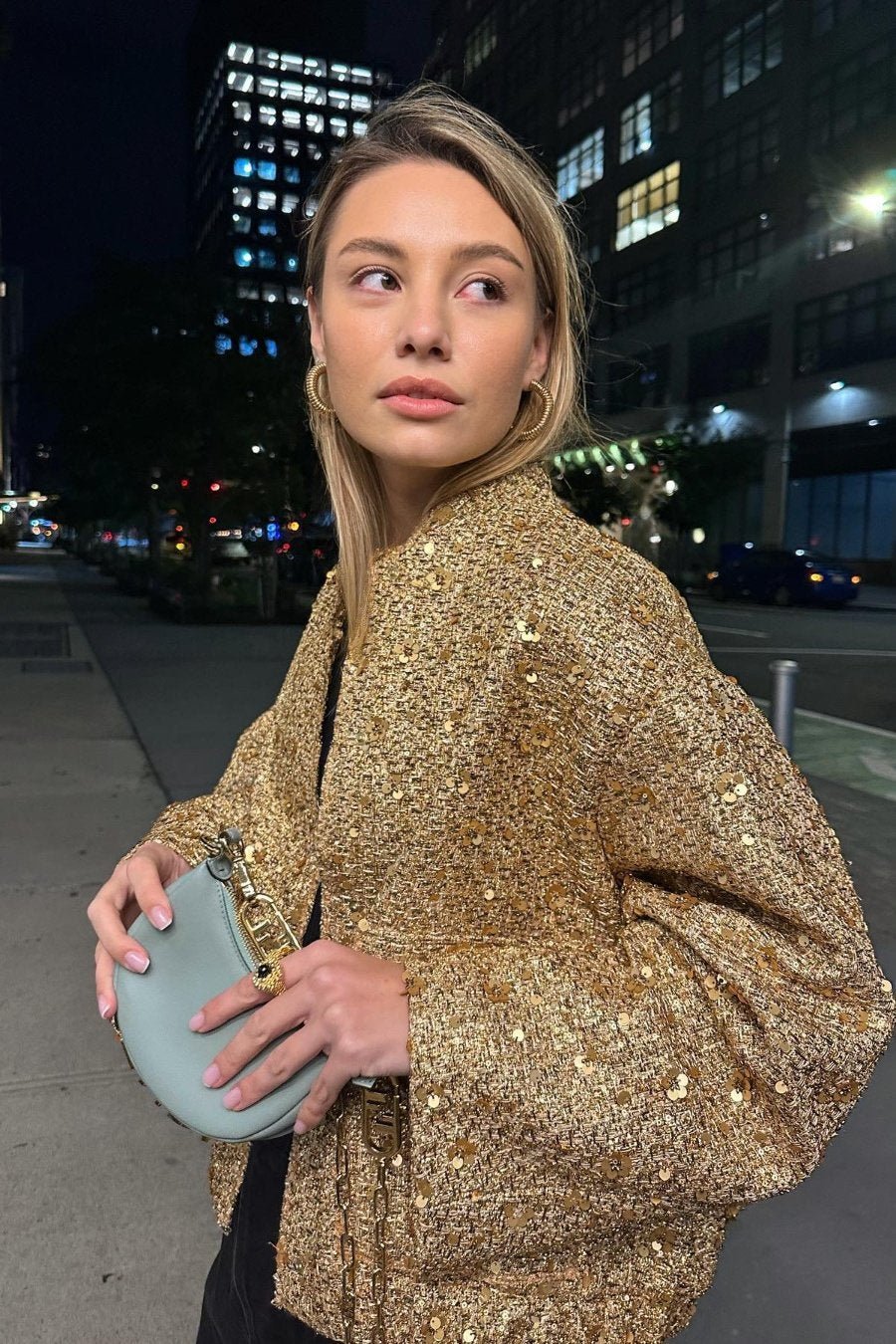 Drune | Kragen Metallic Pailletten Jacke