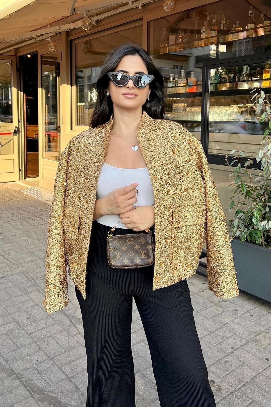 Drune | Kragen Metallic Pailletten Jacke