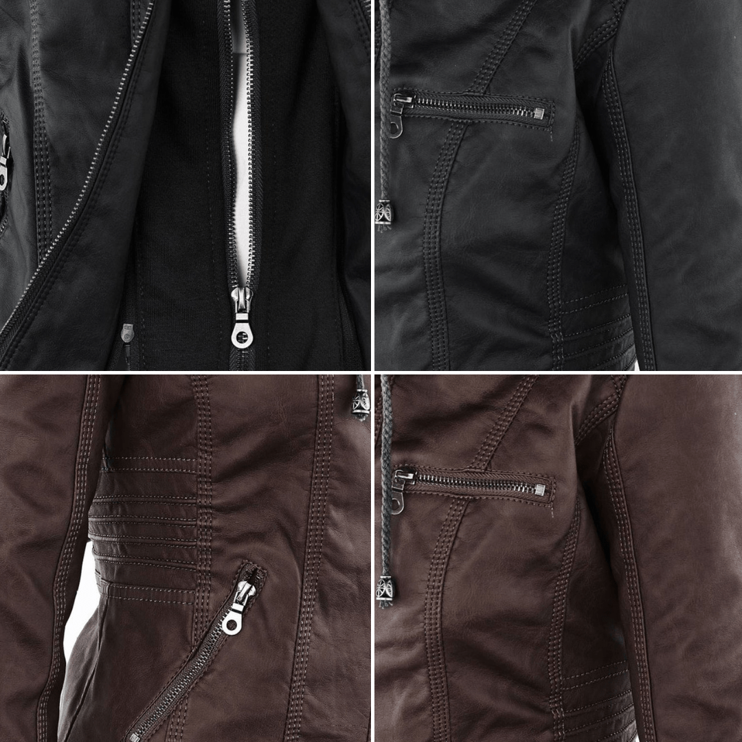 Drune | Damen Kapuzen Slim Fit Bikerjacke