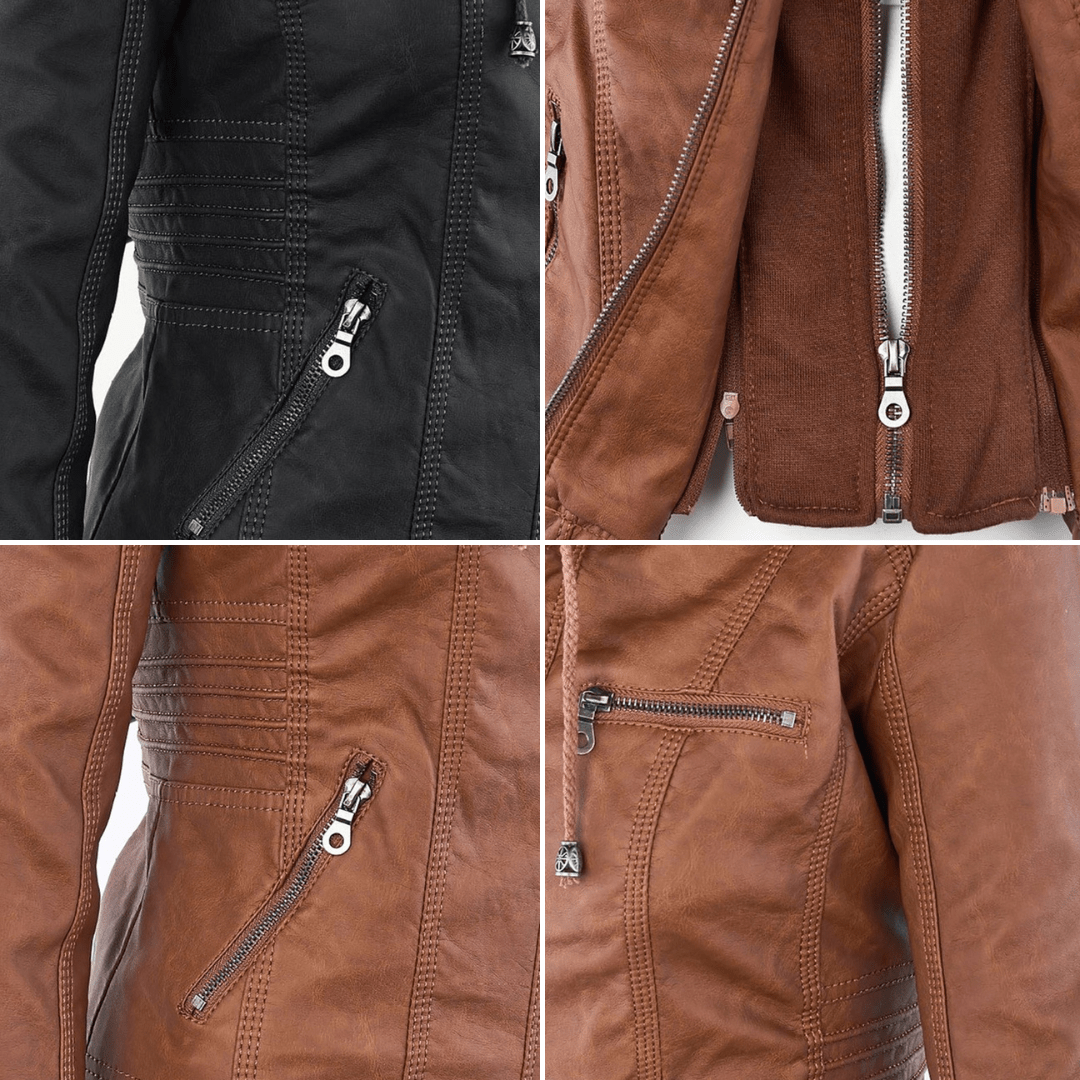 Drune | Damen Kapuzen Slim Fit Bikerjacke