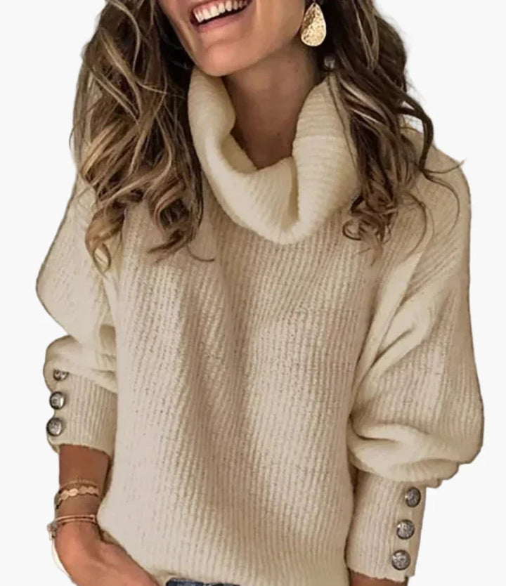 Drune | Pullover mit Rollkragen und Knopfdetails - Modischer Freizeit Strickpullover