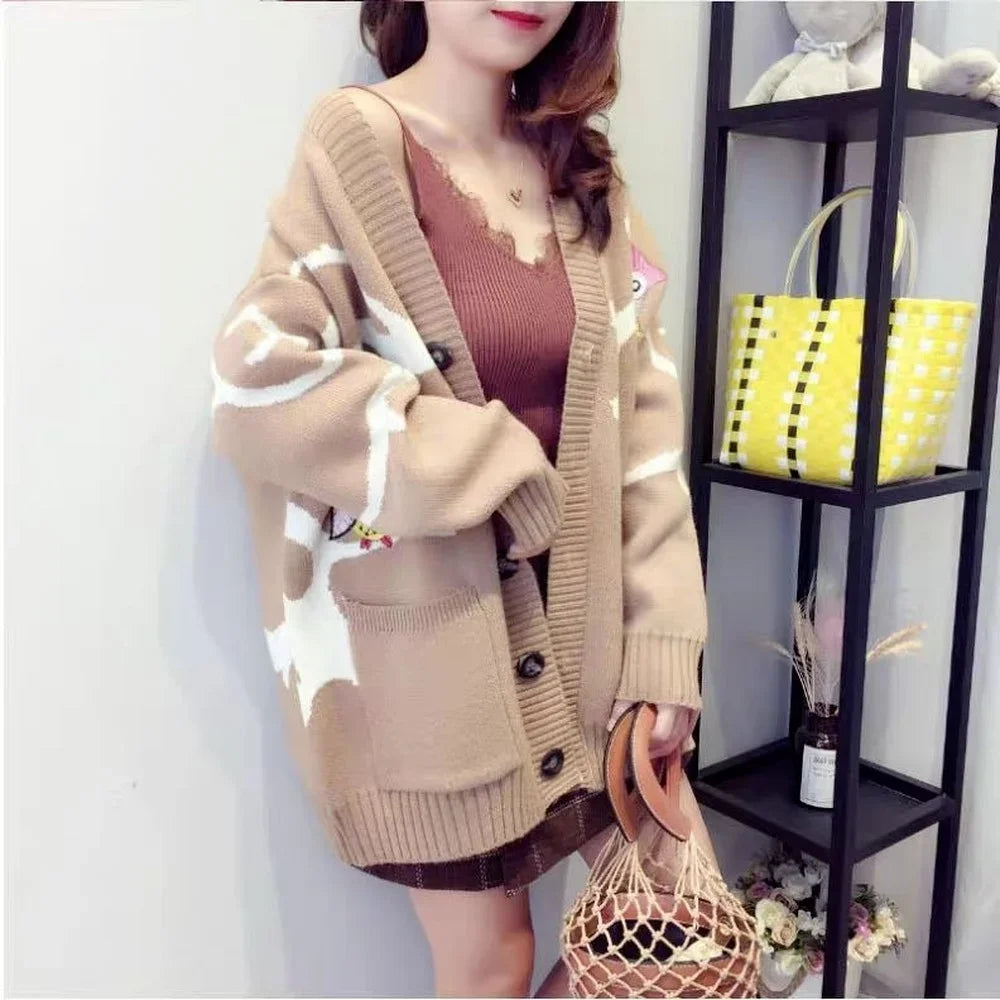 Drune | Strickjacke mit verspieltem Druck und Knopfverschluss
