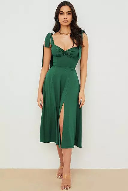 Drune | Rückenfreies Korsett Korean Midi-Kleid für Frauen