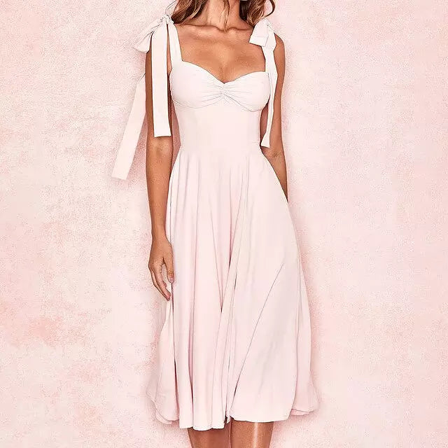 Drune | Rückenfreies Korsett Korean Midi-Kleid für Frauen