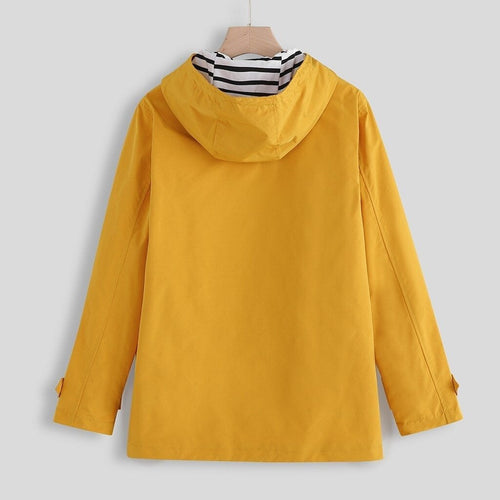 Drune | Damen-Regenjacke mit gestreifter Kapuze