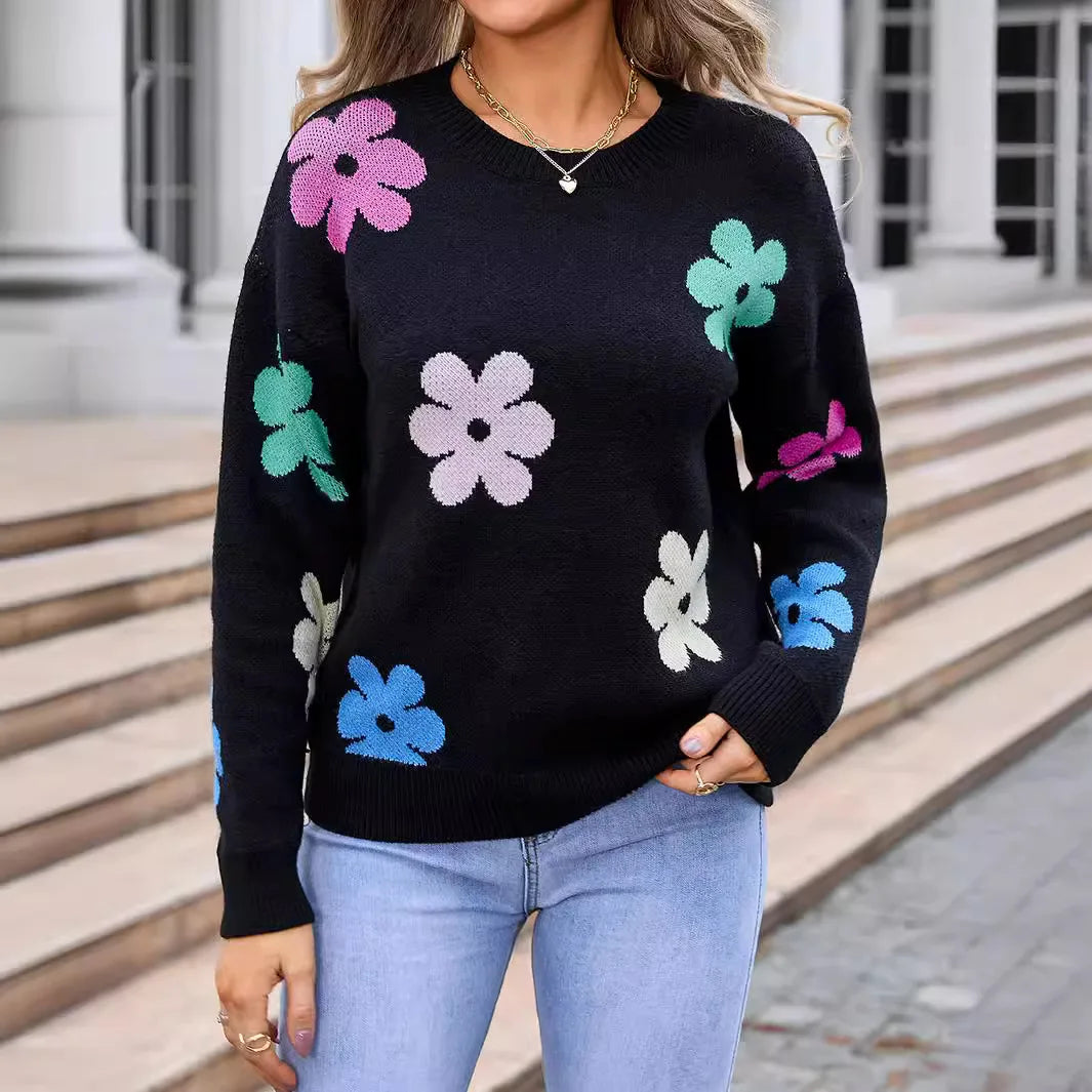 Drune | Lässiger Blumengehäkelter Pullover