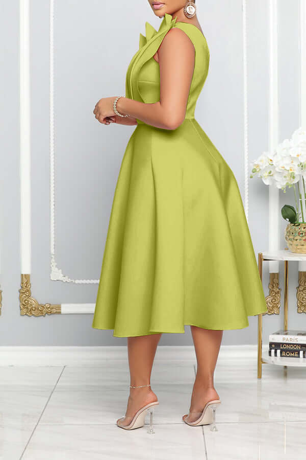 Drune | One Shoulder Midi Kleid Elegante A-linie Passform Skulpturierte Details Festliche Kleidung