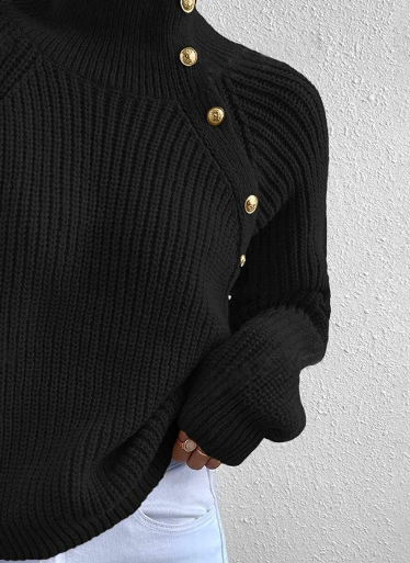Drune | Strickpullover mit Hohem Kragen und Knopfdetails Wollmischung Elegant und Warm
