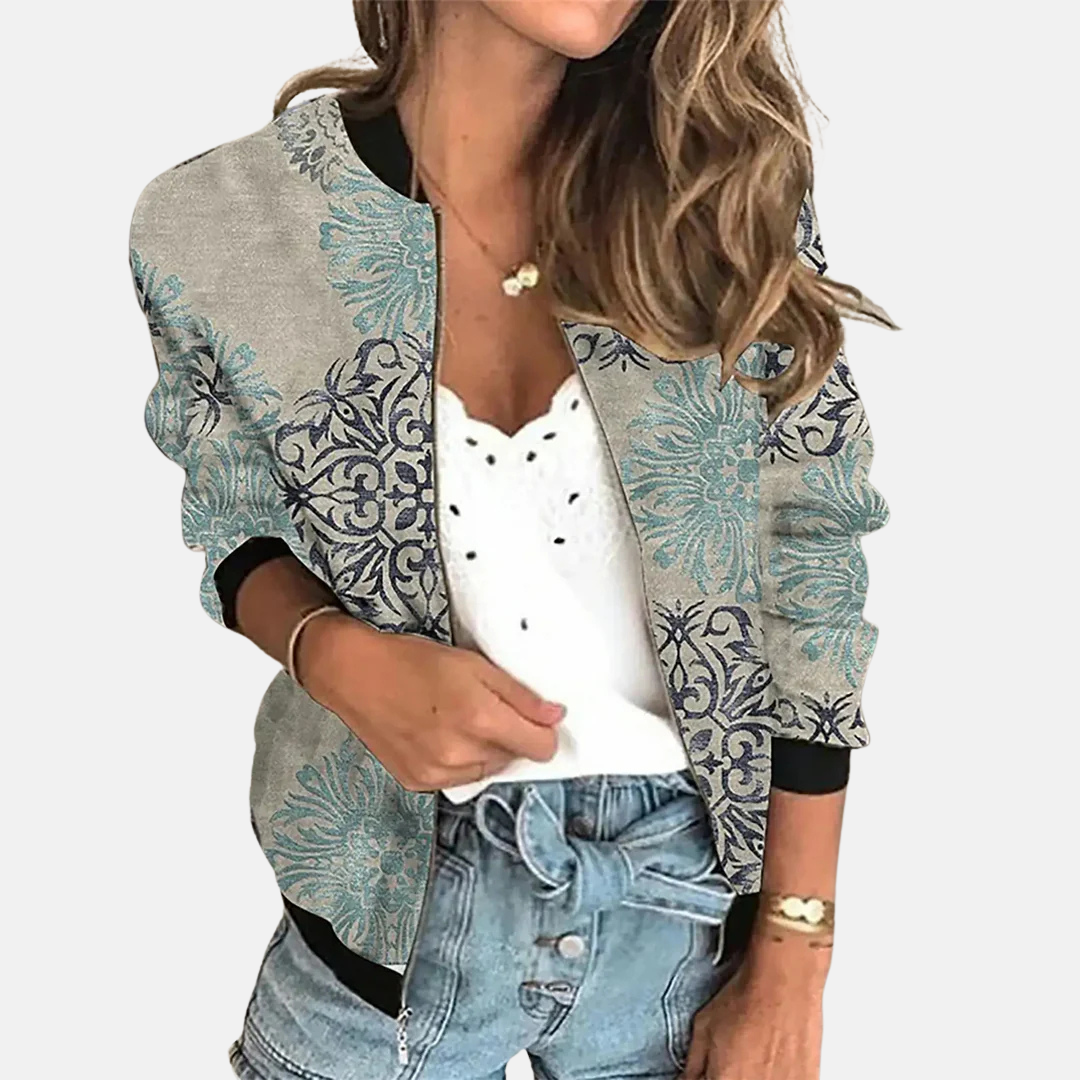 Drune | Damen Retro Bomberjacke mit Print